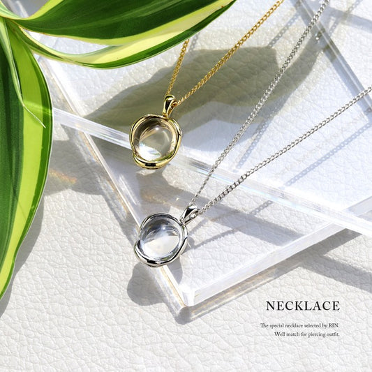 nec-40 ネックレス レディース チェーン チェーンネックレス リング シンプル 16k 16kコーティング アクセサリー ロジウムコーティング カジュアル シルバー ゴールド アクリル 流行り かわいい おしゃれ 大人 上品 フォーマル 冠婚葬祭 オケージョン 凛