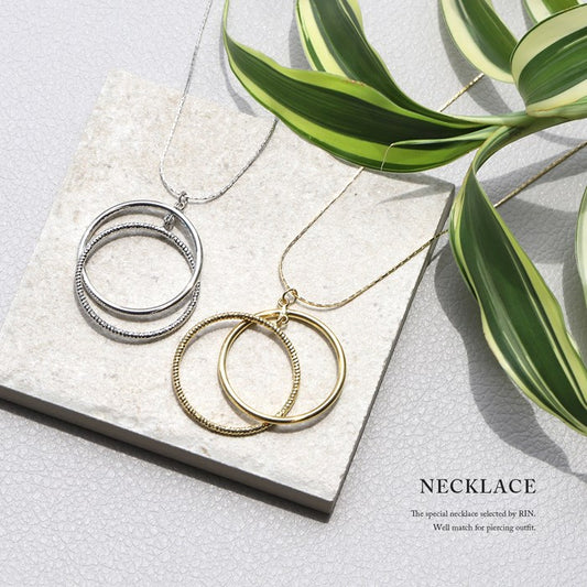 nec-45 ネックレス レディース チェーン チェーンネックレス ロング リング クロス 2連 シンプル 16k 16kコーティング アクセサリー 大ぶり ロジウムコーティング カジュアル シルバー ゴールド 結婚式 かわいい おしゃれ 大人 上品 フォーマル 凛