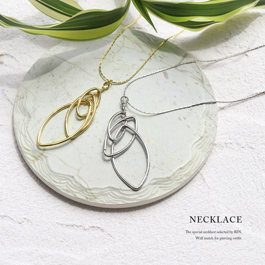 nec-46 ネックレス レディース チェーン チェーンネックレス ロング 3連 シンプル 16k 16kコーティング アクセサリー 大ぶり ロジウムコーティング カジュアル シルバー ゴールド 楕円 変形 結婚式 かわいい おしゃれ 大人 上品 フォーマル 凛