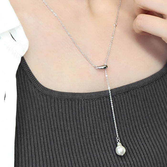 nec-55 ネックレス レディース チェーン チェーンネックレス パール パールネックレス 一粒 シンプル 16k 16kコーティング ロジウムコーティング カジュアル シンプル シルバー ゴールド かわいい おしゃれ 大人 上品 フォーマル 凛