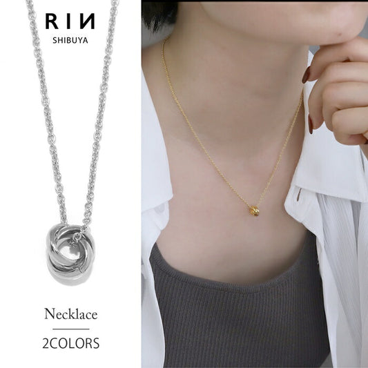 nec-63 ネックレス レディース メンズ チェーン チェーンネックレス アズキチェーン トリニティ トリニティリング  シンプル 38cm 小ぶり ロジウムコーティング カジュアル シンプル シルバー 可愛い かわいい おしゃれ 大人 フォーマル 真鍮 凛