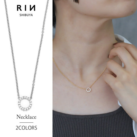 nec-66 ネックレス レディース チェーン チェーンネックレス アズキチェーン あずきチェーン ショート 短め サークル リング 38cm 18k 18金 シンプル ロジウムコーティング カジュアル シンプル シルバー ゴールド かわいい おしゃれ 大人 フォーマル 真鍮 凛
