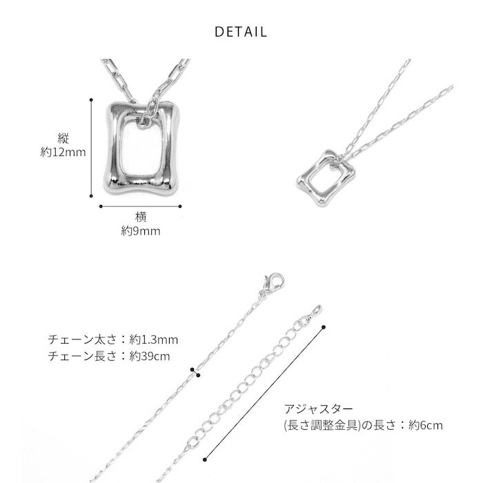 nec-95 ネックレス レディース チェーン チェーンネックレス シンプル 18k あずきチェーン 39cm スクエア 四角 ロジウムコーティング カジュアル シンプル シルバー ゴールド かわいい おしゃれ 大人 上品 フォーマル キュービックジルコニア 凛