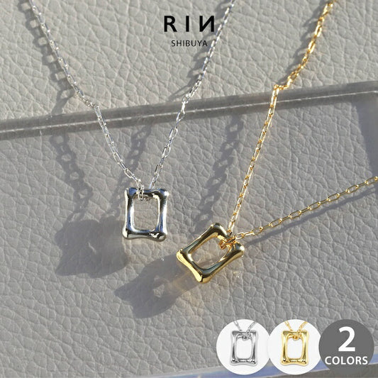 nec-95 ネックレス レディース チェーン チェーンネックレス シンプル 18k あずきチェーン 39cm スクエア 四角 ロジウムコーティング カジュアル シンプル シルバー ゴールド かわいい おしゃれ 大人 上品 フォーマル キュービックジルコニア 凛