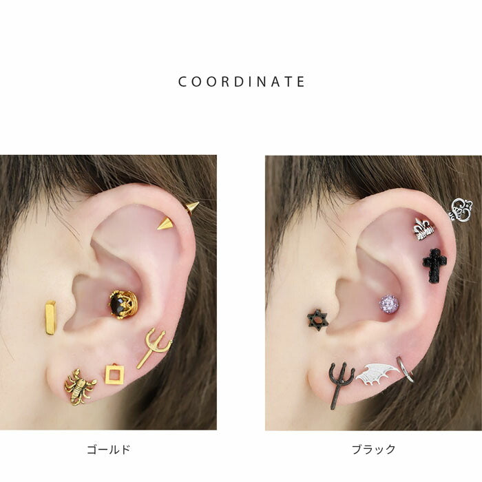 ori-0048 ボディピアス キャッチ 14G 12G 軟骨ピアス かわいい サージカルステンレス デビル フォーク 軟骨ピアス 悪魔 ハロウィン コスプレ トラガス ラブレット 軟骨 ピアス ボディーピアス