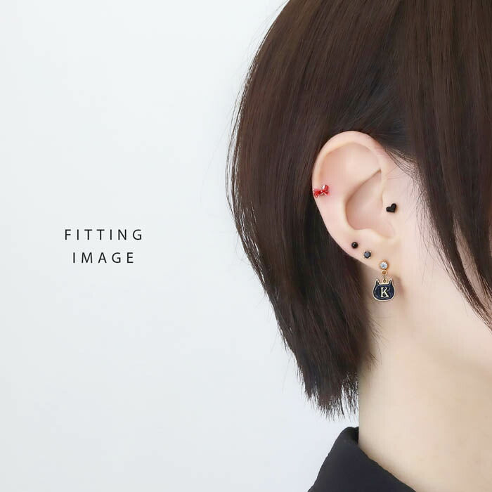 【全品送料無料】 軟骨 ピアス ボディピアス 14G 16G  猫 ネコ ねこ イニシャル アルファベット 軟骨ピアス ボディーピアス ボディピ 軟骨用 凛 16ゲージ 14ゲージ 耳 ボディピアス専門店 おしゃれ パーツ かわいい ストレートバーベル 黒 クロネコ 黒猫  「BP」「NAN」
