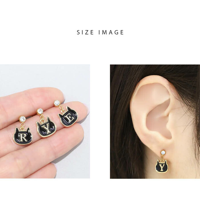 【全品送料無料】 軟骨 ピアス ボディピアス 14G 16G  猫 ネコ ねこ イニシャル アルファベット 軟骨ピアス ボディーピアス ボディピ 軟骨用 凛 16ゲージ 14ゲージ 耳 ボディピアス専門店 おしゃれ パーツ かわいい ストレートバーベル 黒 クロネコ 黒猫  「BP」「NAN」