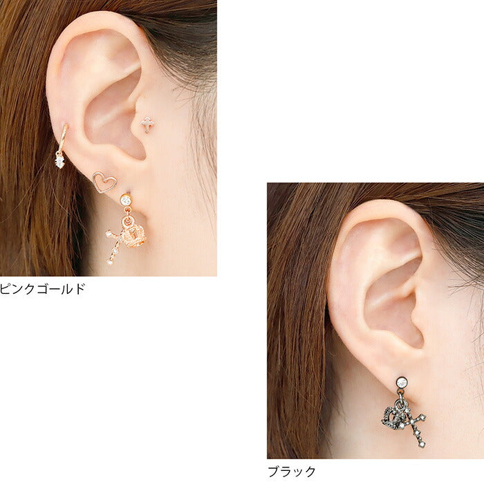 ★【全品送料無料】 軟骨ピアス 14G 16G ボディピアス かわいい キャッチ チャーム  サージカルステンレス 金属アレルギー対応 メンズ クラウン クロス ジュエル ボディーピアス 片耳用 軟骨 ピアス ボディーピアス
