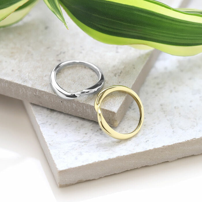 ring-48 リング 指輪 レディース アクセサリー シルバー ゴールド シンプル 18k 18金 8号 10号 12号 金属アレルギー 重ね付け 重ねづけ ファッションリング ゴールドリング シルバーリング ウェーブ 凛