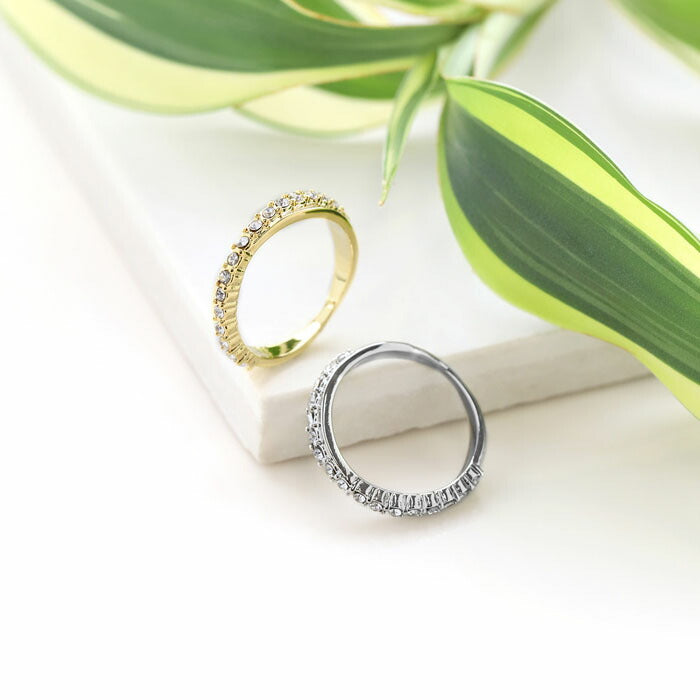 ring-50 リング 指輪 レディース アクセサリー シルバー ゴールド シンプル 18k 18金 8号 10号 12号 金属アレルギー ジュエル ジュエルリング ストーン 重ね付け 重ねづけ ファッションリング ゴールドリング シルバーリング ウェーブ 凛