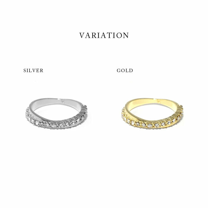 ring-50 リング 指輪 レディース アクセサリー シルバー ゴールド シンプル 18k 18金 8号 10号 12号 金属アレルギー ジュエル ジュエルリング ストーン 重ね付け 重ねづけ ファッションリング ゴールドリング シルバーリング ウェーブ 凛