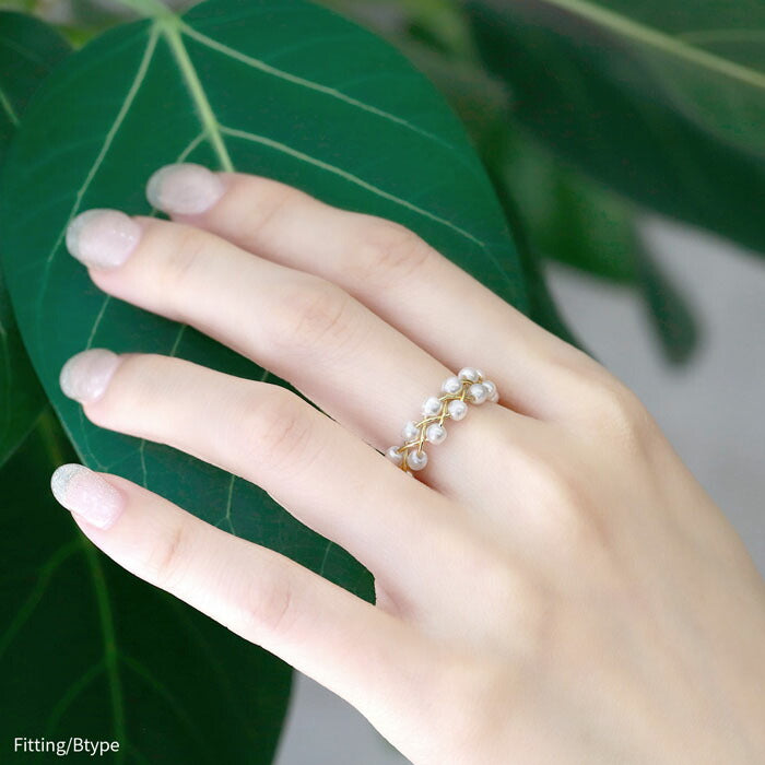ring-53 オープンリング フォークリング リング 指輪 レディース パール パールリング アクセサリー ゴールド シンプル 12号 重ね付け 重ねづけ ファッションリング ゴールドリング シルバーリング カジュアル 真珠 凛