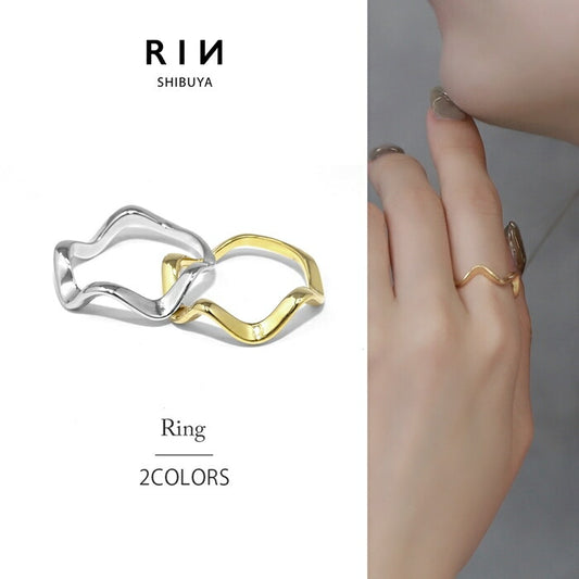 ring-55 ウェーブリング リング シンプルウェーブリング 指輪 レディース アクセサリー シルバー ゴールド シンプル ねじれ ひねり 18k 18金 8号 10号 12号 重ね付け 重ねづけ ファッションリング ゴールドリング シルバーリング カジュアル 凛