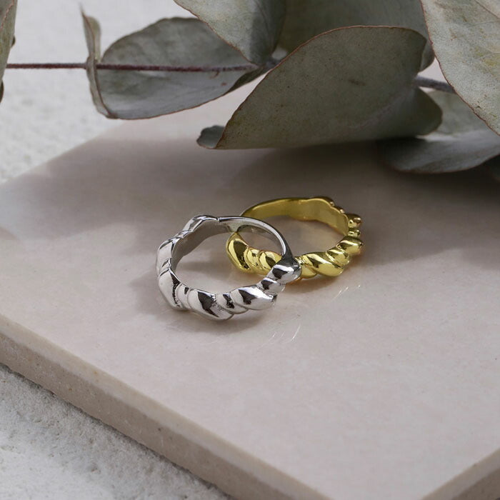 ring-58 リング 指輪 レディース アクセサリー シルバー ゴールド シンプル スパイラル ツイスト ねじれ 18k 18金 8号 10号 12号 重ね付け 重ねづけ ファッションリング ゴールドリング シルバーリング カジュアル ロジウムコーティング 凛