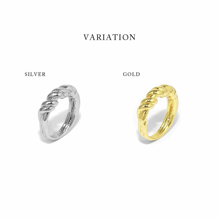 ring-59 リング 指輪 レディース アクセサリー シルバー ゴールド シンプル スパイラル ツイスト ねじれ 太め 18k 18金 8号 10号 12号 重ね付け 重ねづけ ファッションリング ゴールドリング シルバーリング カジュアル ロジウムコーティング 凛