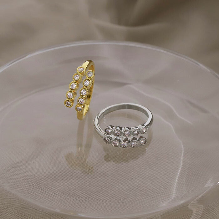 ring-60 リング 指輪 レディース アクセサリー シルバー ゴールド シンプル キュービックジルコニア ジュエル  18k 18金 16mm 17mm 重ね付け 重ねづけ ファッションリング ゴールドリング シルバーリング カジュアル ロジウムコーティング 凛