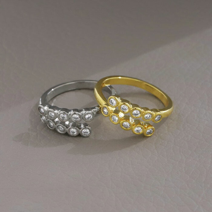 ring-60 リング 指輪 レディース アクセサリー シルバー ゴールド シンプル キュービックジルコニア ジュエル  18k 18金 16mm 17mm 重ね付け 重ねづけ ファッションリング ゴールドリング シルバーリング カジュアル ロジウムコーティング 凛