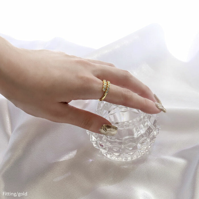 ring-60 リング 指輪 レディース アクセサリー シルバー ゴールド シンプル キュービックジルコニア ジュエル  18k 18金 16mm 17mm 重ね付け 重ねづけ ファッションリング ゴールドリング シルバーリング カジュアル ロジウムコーティング 凛
