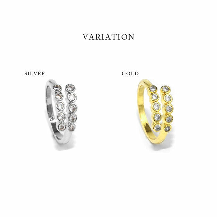 ring-60 リング 指輪 レディース アクセサリー シルバー ゴールド シンプル キュービックジルコニア ジュエル  18k 18金 16mm 17mm 重ね付け 重ねづけ ファッションリング ゴールドリング シルバーリング カジュアル ロジウムコーティング 凛