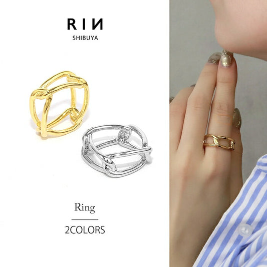 ring-63 リング 指輪 レディース アクセサリー シルバー ゴールド シンプル スクエア スクエアリング 空枠リング 18k 18金 8号 11号 12号 重ね付け 重ねづけ ファッションリング ゴールドリング シルバーリング カジュアル 凛