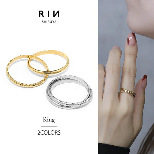 ring-65 リング 指輪 レディース アクセサリー シルバー ゴールド シンプル ツイスト ツイストリング ダブルリング クロスリング クロス 12号 18k 18金 重ね付け 重ねづけ ファッションリング ゴールドリング シルバーリング カジュアル 凛