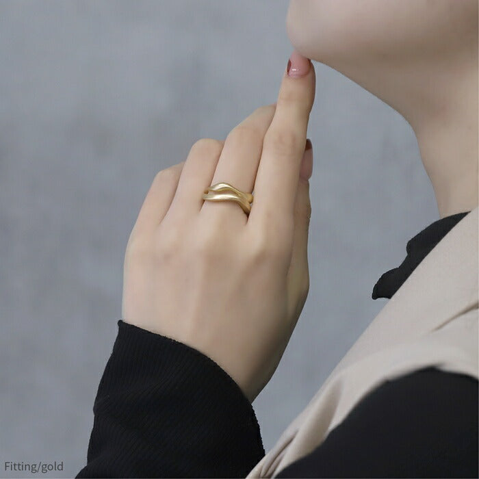 ring-67 リング 指輪 レディース アクセサリー シルバー ゴールド マット シンプル 8号 10号 12号 15mm 16mm 18k 18金 重ね付け 重ねづけ ファッションリング ゴールドリング シルバーリング ねじれ ウェーブ カジュアル ヴィンテージ 凛