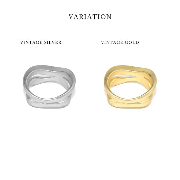 ring-67 リング 指輪 レディース アクセサリー シルバー ゴールド マット シンプル 8号 10号 12号 15mm 16mm 18k 18金 重ね付け 重ねづけ ファッションリング ゴールドリング シルバーリング ねじれ ウェーブ カジュアル ヴィンテージ 凛