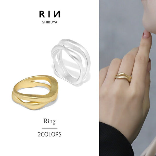 ring-67 リング 指輪 レディース アクセサリー シルバー ゴールド マット シンプル 8号 10号 12号 15mm 16mm 18k 18金 重ね付け 重ねづけ ファッションリング ゴールドリング シルバーリング ねじれ ウェーブ カジュアル ヴィンテージ 凛