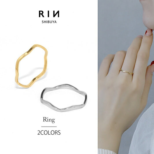 ring-68 リング ウェーブリング シンプルウェーブリング 指輪 レディース アクセサリー シルバー ゴールド シンプル 低アレルギー 18k 18金 5号 7号 13号 ファッションリング ゴールドリング シルバーリング 細い 高見え 高みえ 凛