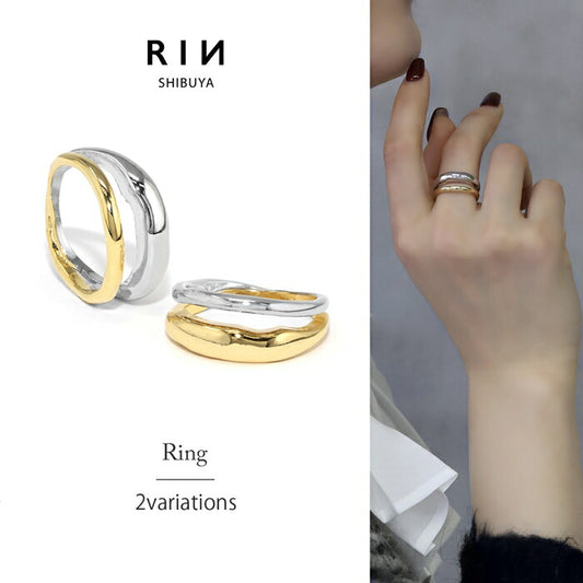 ring-78 リング 指輪 ダブルラインリング レディース アクセサリー バイカラー コンビカラー ミックスカラー シルバー ゴールド シンプル 13号 ファッションリング ゴールドリング シルバーリング 高見え 高みえ 凛
