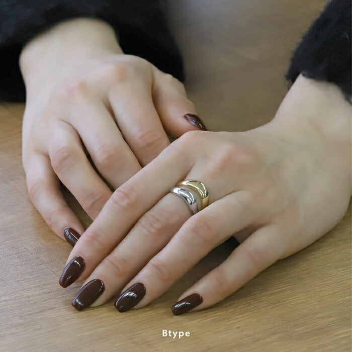 ring-79 リング 指輪 ダブルラインリング レディース アクセサリー バイカラー コンビカラー ミックスカラー シルバー ゴールド シンプル 10号 ファッションリング ゴールドリング シルバーリング 高見え 高みえ 太め かわいい 可愛い 凛