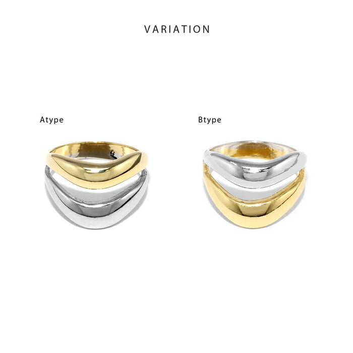 ring-79 リング 指輪 ダブルラインリング レディース アクセサリー バイカラー コンビカラー ミックスカラー シルバー ゴールド シンプル 10号 ファッションリング ゴールドリング シルバーリング 高見え 高みえ 太め かわいい 可愛い 凛