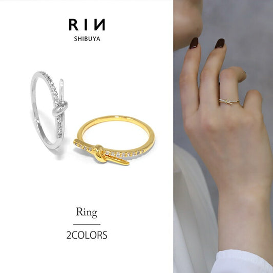 ring-83 リング 指輪 ノットリング レディース アクセサリー 金属アレルギー シルバー ゴールド シンプル 5号 9号 11号 13号 ファッションリング 16k  ロジウムコーティング ゴールドリング シルバーリング 高見え 高みえ プチプラ ピンキーリング 結び目 凛