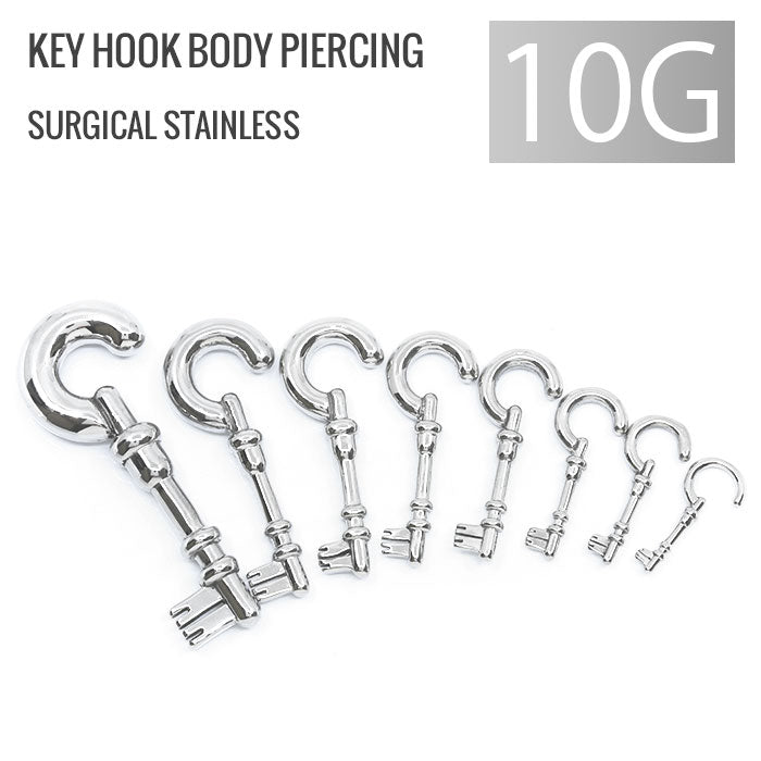 【全品送料無料】 ボディピアス 10G 軟骨ピアス ピアス サージカルステンレス 金属アレルギー対応トライバル 変形 鍵 フック キー 鍵フック ラージゲージ セカンドピアス 軟骨用 軟骨 ピアス ボディーピアス