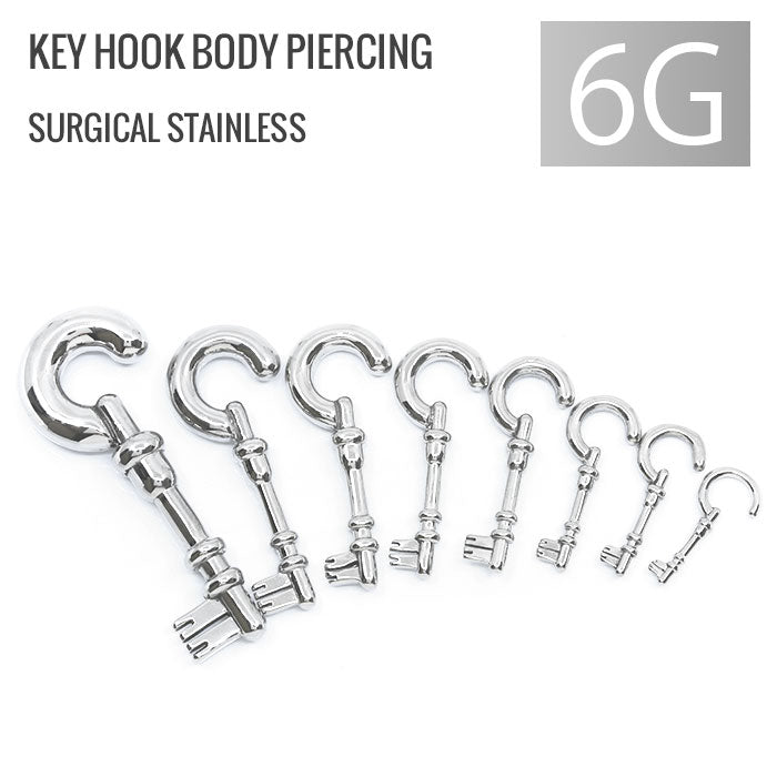 【全品送料無料】 ボディピアス 6G 軟骨ピアス ピアス サージカルステンレス 金属アレルギー対応トライバル 変形  鍵 フック キー 鍵フック ラージゲージ セカンドピアス  軟骨用 軟骨 ピアス ボディーピアス