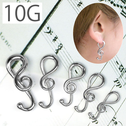 【全品送料無料】 ボディピアス 軟骨ピアス 10G サージカルステンレス 金属アレルギー対応 かわいい 音記号 音符 変形 変形ピアス ラージゲージ 片耳用 ユニーク スタイリッシュ 軟骨用 軟骨 ピアス ボディーピアス