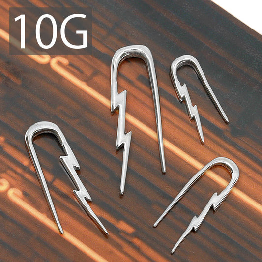 【全品送料無料】 ボディピアス 軟骨ピアス 10G サージカルステンレス 金属アレルギー対応 雷 カミナリ かみなり サンダー  稲妻 イナズマ トライバル 変形 個性的 ユニーク シルバー スタイリッシュ ラージゲージ セカンドピアス 軟骨用 軟骨 ピアス ボディーピアス