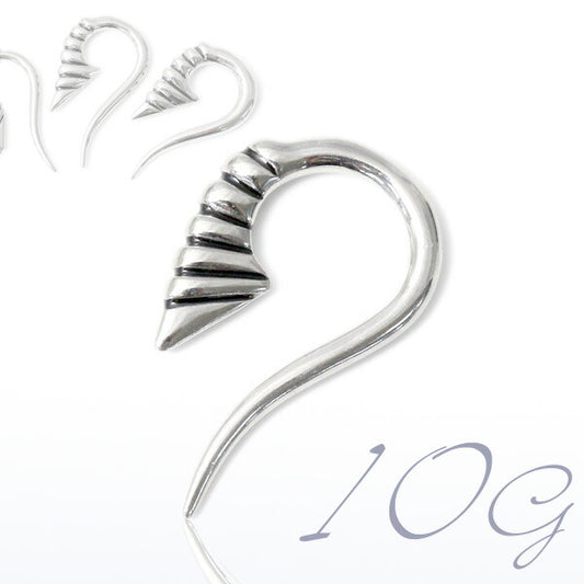 【全品送料無料】 ボディピアス 軟骨ピアス 10G サージカルステンレス 金属アレルギー対応 トライバル 変形 個性的 ユニーク シルバー スタイリッシュ ラージゲージ セカンドピアス メンズ 軟骨用 軟骨 ピアス ボディーピアス