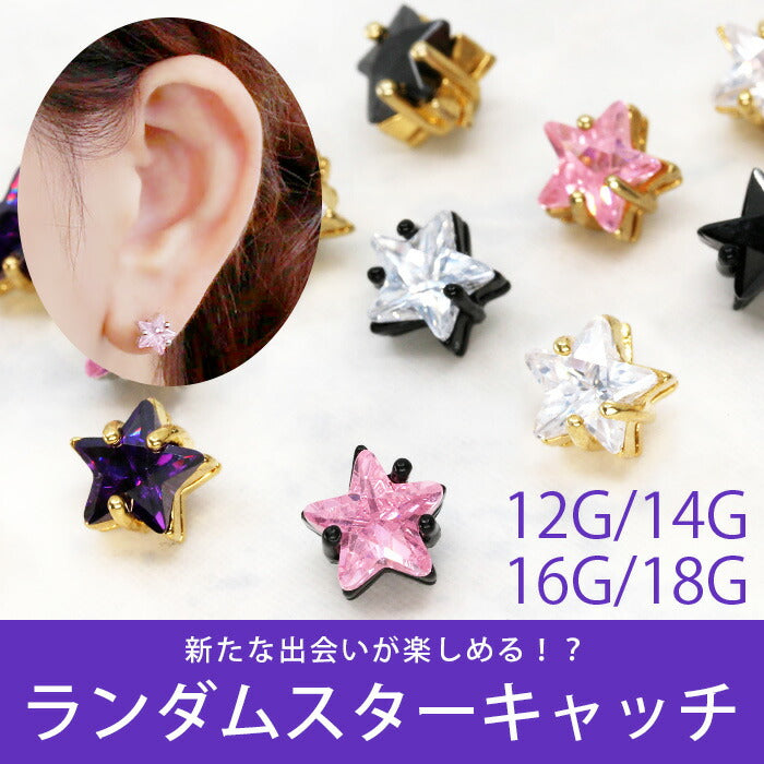 【廃盤】 ボディピアス 軟骨ピアス 12G 14G 16G 18G ランダムスターキャッチ 「BP」「NAN」