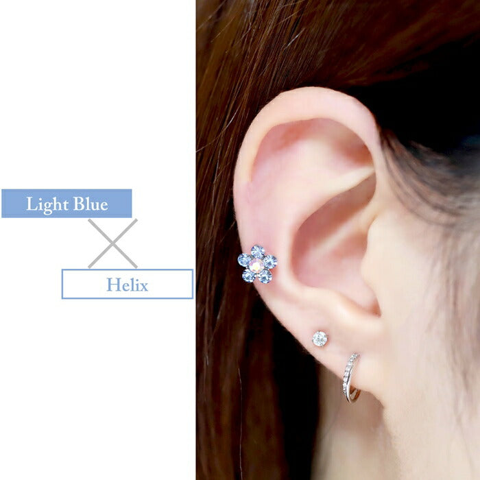 【※18G※】set-s2f-113-137 軟骨ピアス 14G 16G 18G ボディピアス かわいい キャッチ チャーム サージカルステンレス 金属アレルギー対応 ファーストピアス セカンドピアス フラワー 花 ジュエル トラガス 片耳用 軟骨 ピアス ボディーピアス