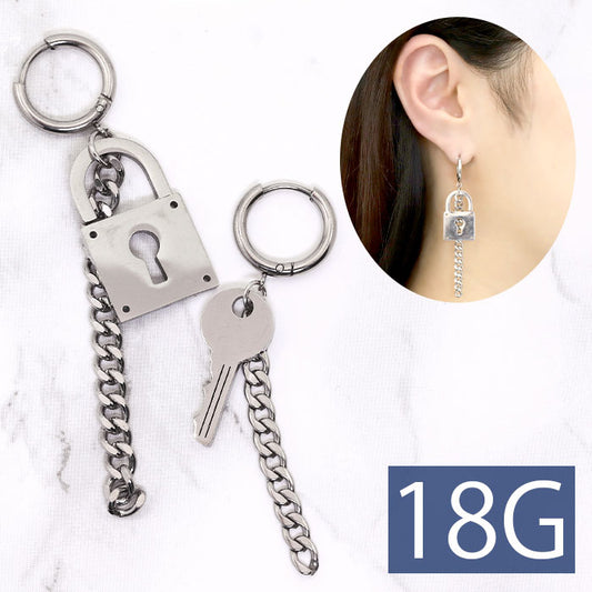 【全品送料無料】 ボディピアス 18G 軟骨ピアス リング セグメントリング ワンタッチ 鍵 カギ 南京錠 錠前 かぎ キー チェーン フープ リング 片耳用 サージカルステンレス 耳 金属アレルギー対応 フープピアス 軟骨 ピアス ボディーピアス