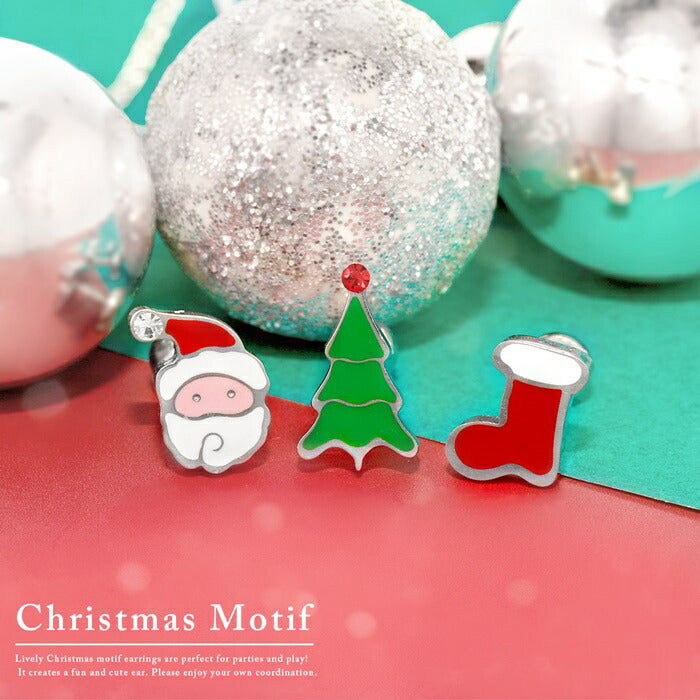 【全品送料無料】 ボディピアス 16G 軟骨ピアス クリスマス サンタクロース ツリー サンタ 長靴 クリスマスツリー サージカルステンレス 金属アレルギー対応 可愛い シルバー レッド グリーン レディース オシャレ 耳たぶ 片耳用 耳
