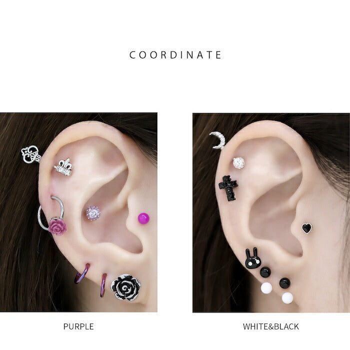 t1141-98 ボディピアス キャッチ 軟骨ピアス 金属アレルギー ボール ボールキャッチ 16G 18G アクリル ヘリックスピアス つけっぱなし ホワイト イエロー オレンジ ピンク レッド グリーン ライトブルー ブルー パープル ブラック 軟骨 軟骨用 片耳用