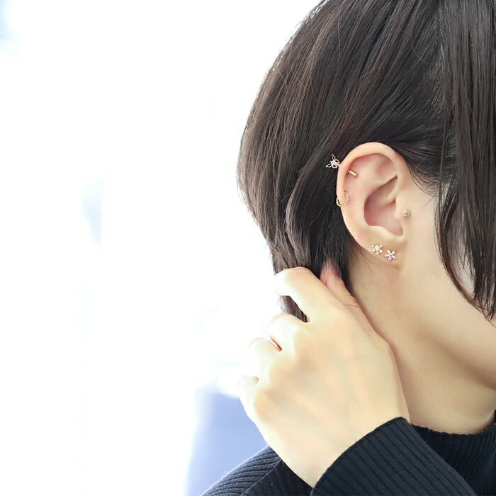 t8112-7 ボディピアス キャッチ 軟骨ピアス 18G 16G 14G 12G 金属アレルギー 金属アレルギー対応 ヘリックスピアス サージカルステンレス つけっぱなし シルバー ゴールド ピンクゴールド ブラック 軟骨 トラガス 軟骨用 片耳用