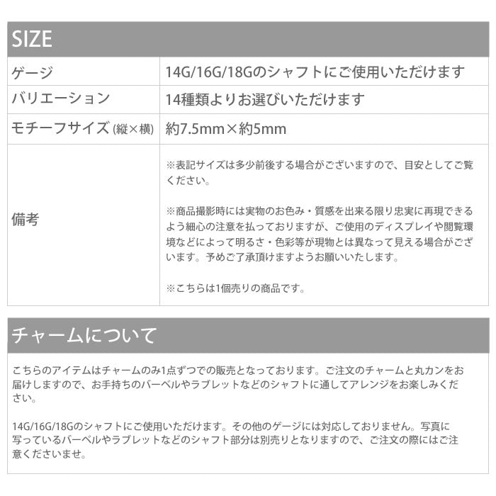 【廃盤】 チャーム0052/ジュエル/カスタマイズ/シルバー/ゴールド/ボディピ「BP」「CHA」