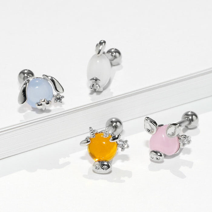 t9192-105 ボディピアス 16G 軟骨ピアス つけっぱなし サージカルステンレス 金属アレルギー対応 十二支 干支 動物 かわいい レディース メンズ ファーストピアス セカンドピアス  ジュエル おしゃれ ストレートバーベル 軟骨 ピアス ボディーピアス 片耳用
