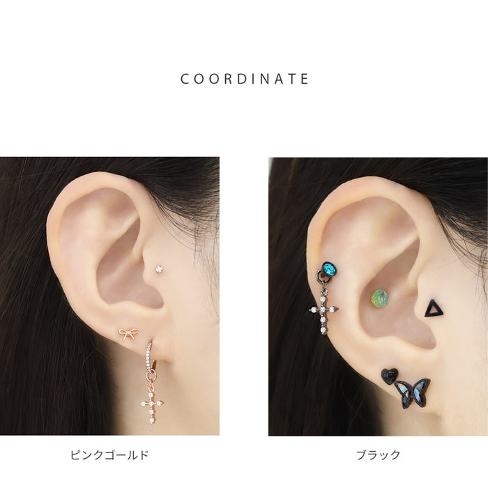 ★ b536-006　 チャーム パーツ 14G 16G 18G クロス 十字架 ボディピアス ピアス 軟骨ピアス カスタム カスタマイズ アレンジ ピアスパーツ ジュエル アクセサリー かわいい 上品 華奢 オシャレ シルバー ゴールド 銀 金 小ぶり ヘリックス キラキラ ボディピ 凛 RIN