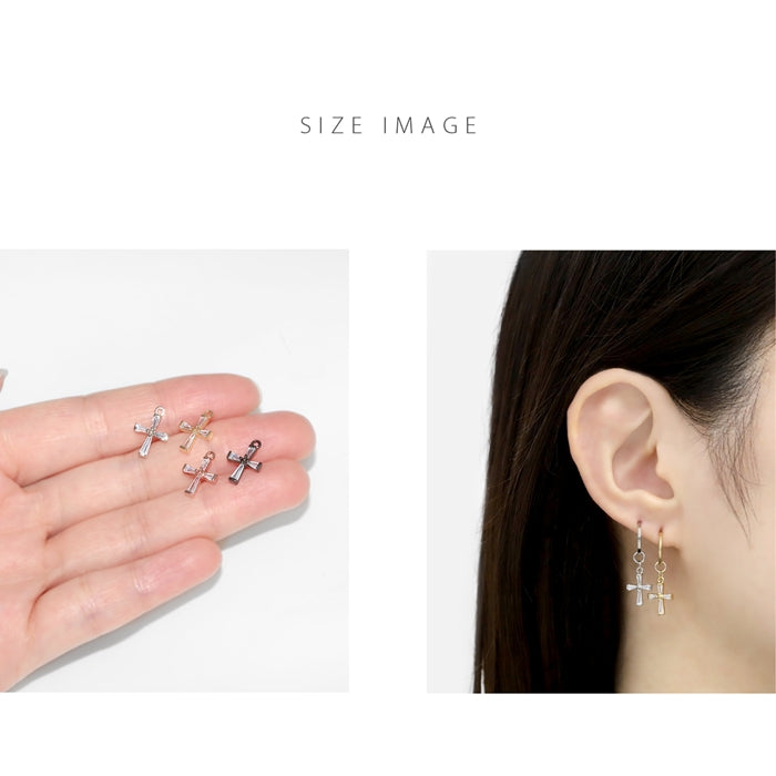 ★b536-012 チャーム ピアス パーツ 16G かわいい 14G ボディピアス 18G クロス 軟骨ピアス 十字架 アレンジ カスタム カスタイマイズ 14ゲージ 16ゲージ 18ゲージ 耳 シルバー ゴールド