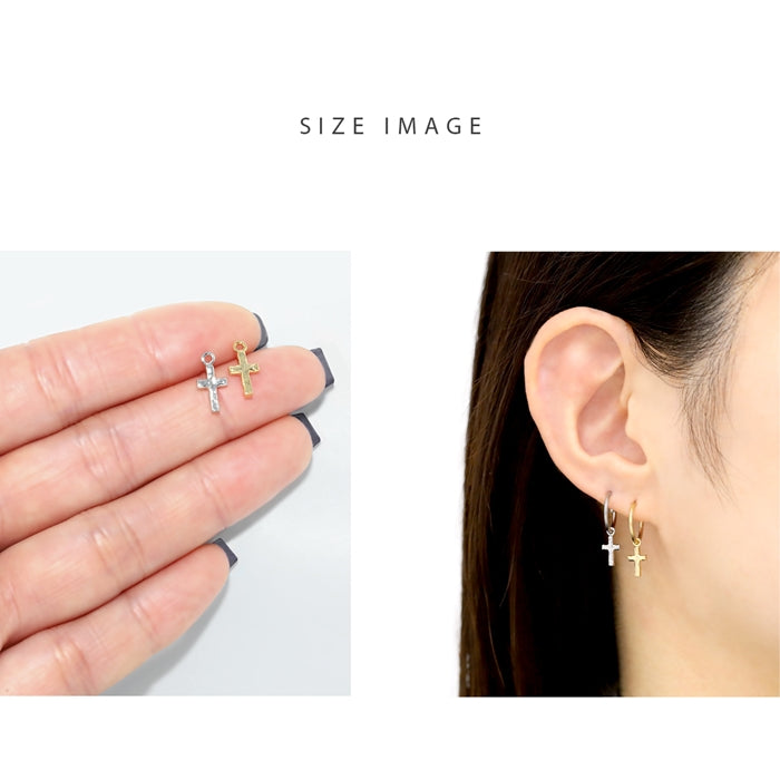 b536-021【全品送料無料】 軟骨ピアス チャーム 14G 16G ボディピアス 18G クロス 十字架 シルバー ゴールド cross 14ゲージ 16ゲージ 18ゲージ  軟骨 ピアス 片耳用