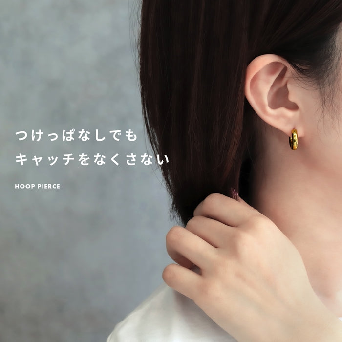 ★ch-137-2 ピアス フープピアス 金属アレルギー リングピアス キャッチレス サージカルステンレス レディース ワンタッチピアス シンプル シルバー ゴールド おしゃれ かわいい 大人 上品 華奢 通勤 きれいめ オフィス 耳たぶ 【両耳用・2個売り】